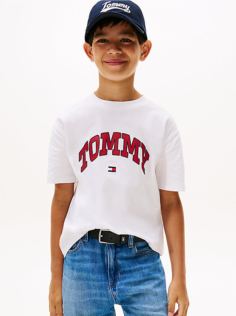 Erkek Çocuk Varsity Raised Print T-shirt Beyaz  KB0KB09939YBR