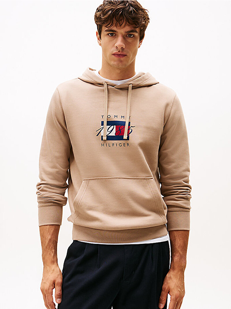 Erkek Linear Flag Graphic Sweatshirt Bej  MW0MW41332AFE