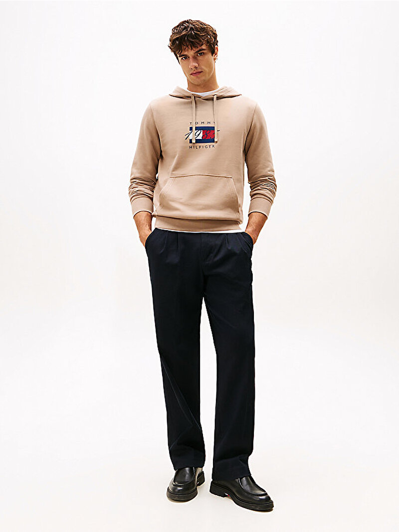 Erkek Linear Flag Graphic Sweatshirt Bej  MW0MW41332AFE