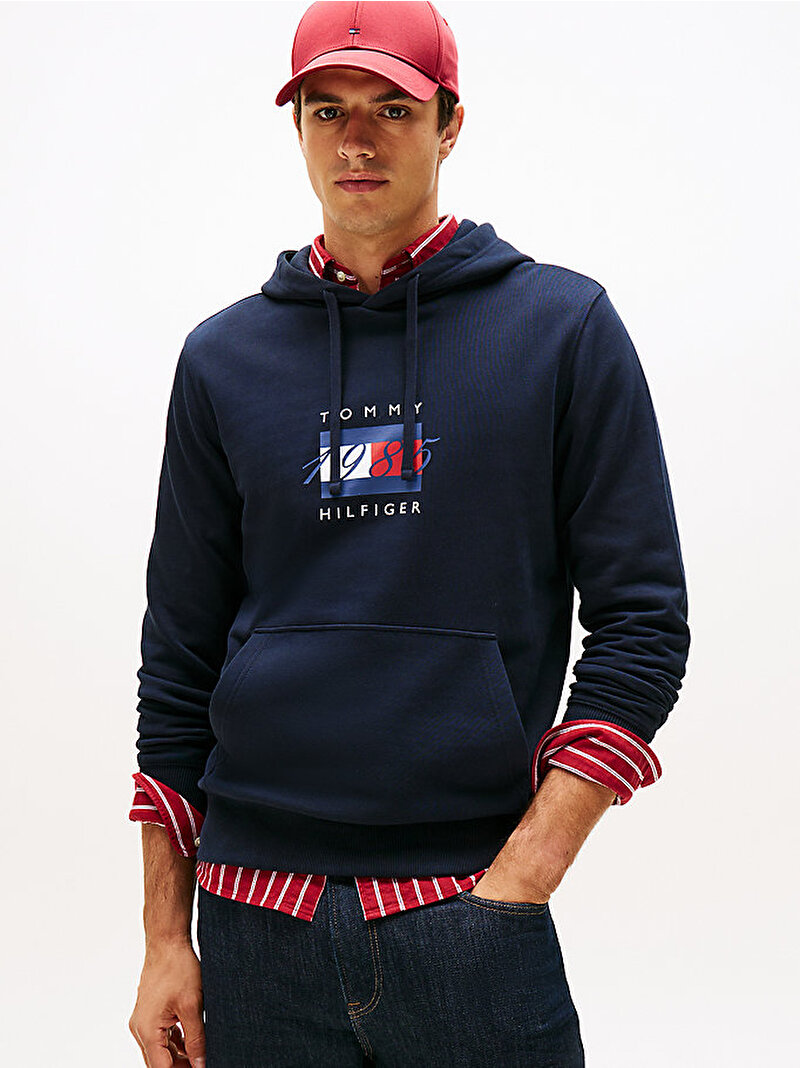 Erkek Linear Flag Graphic Sweatshirt Lacivert MW0MW41332DW5