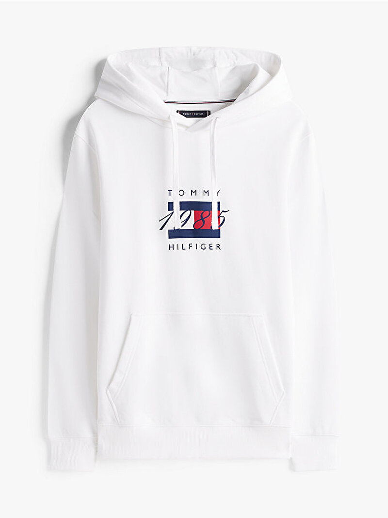 Erkek Linear Flag Graphic Sweatshirt Beyaz  MW0MW41332YBR