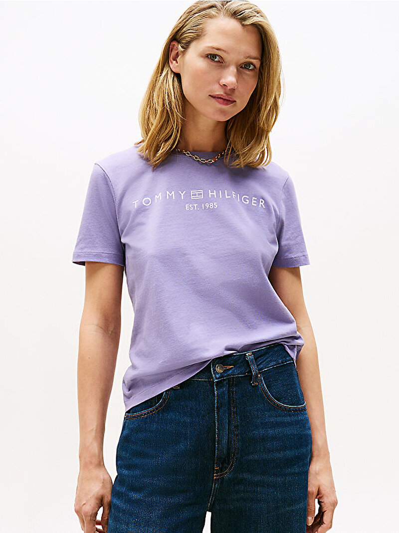 Kadın Regular Corp Logo T-shirt Mor WW0WW40276W0G