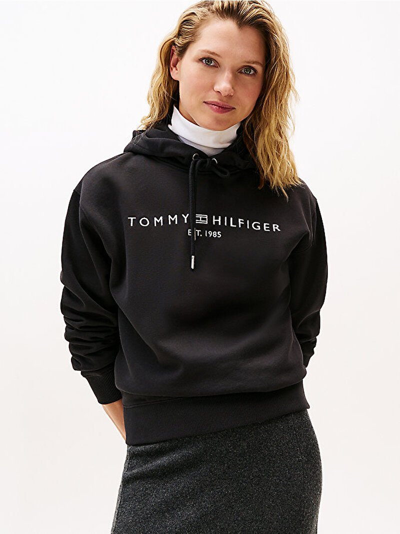 Kadın Modern Reg Corp Logo Sweatshirt Siyah WW0WW43598BDS