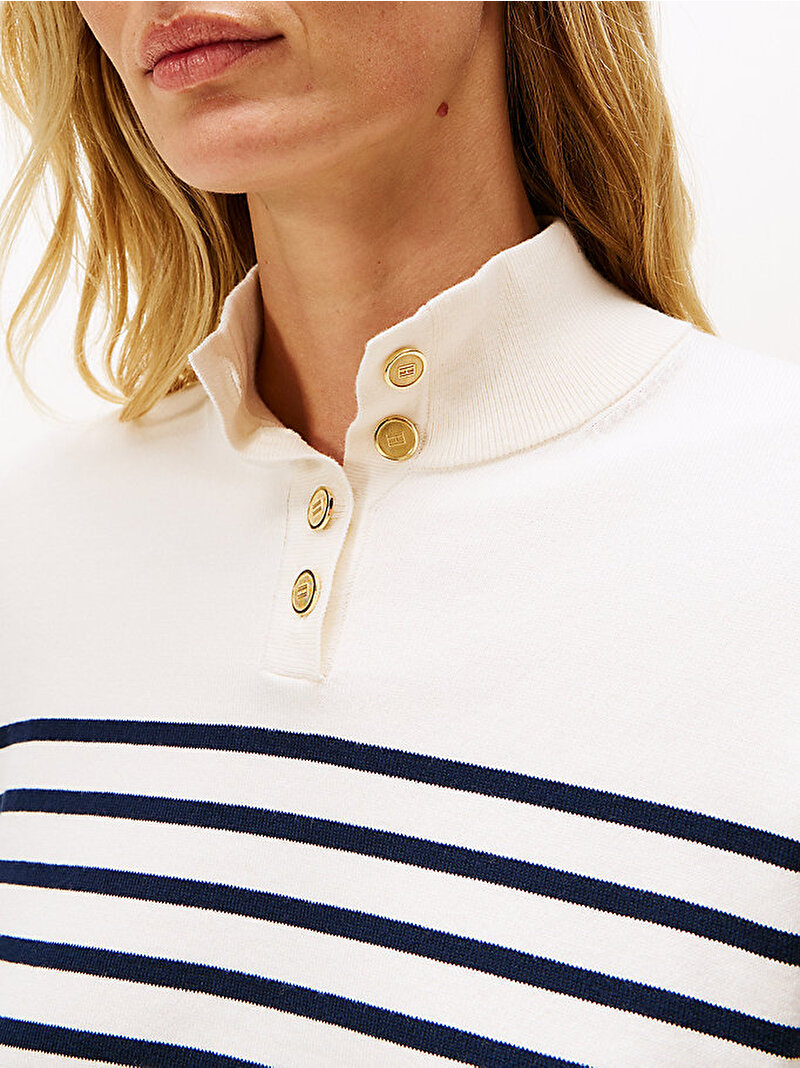 Kadın Co Jersey Gold Button Kazak Lacivert WW0WW474670X2