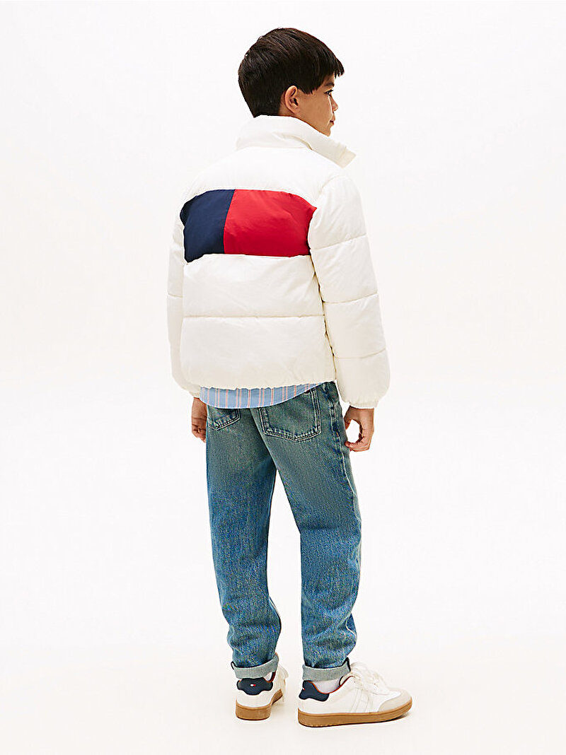 Çocuk Unisex Flag Puffer Mont Beyaz  KS0KS00717YA8