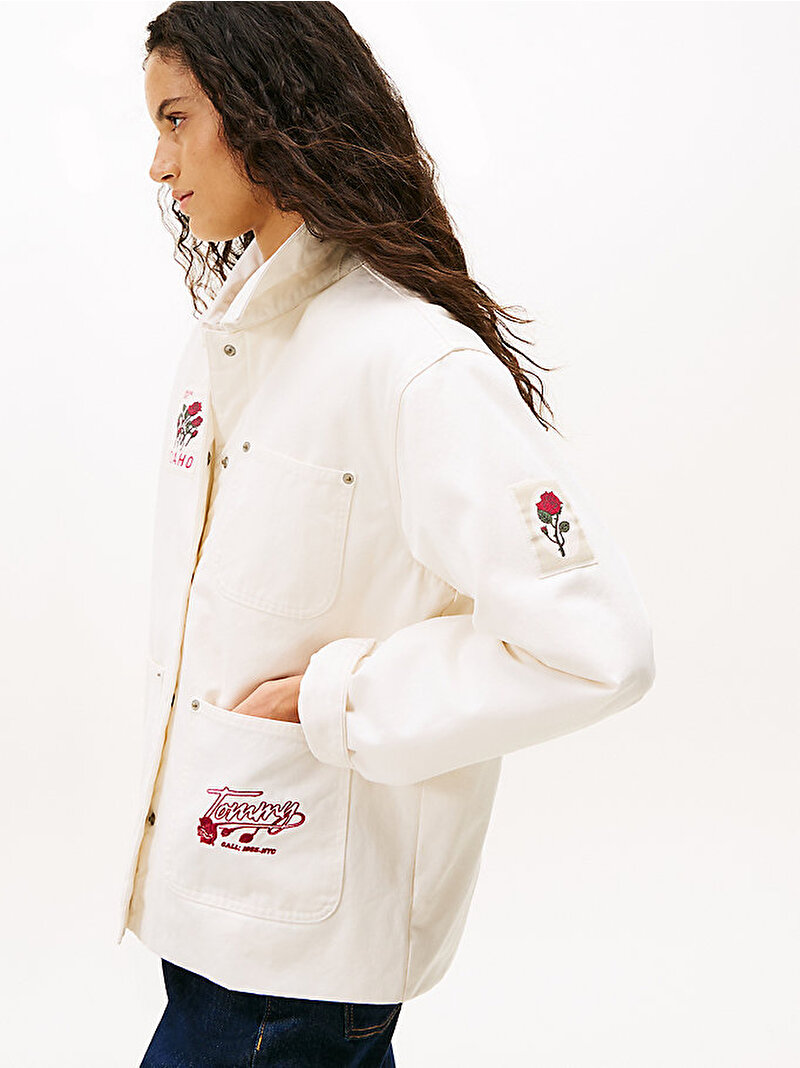 Kadın TJW Graphic Chore Overshirt Ceket Beyaz  DW0DW21664YBH