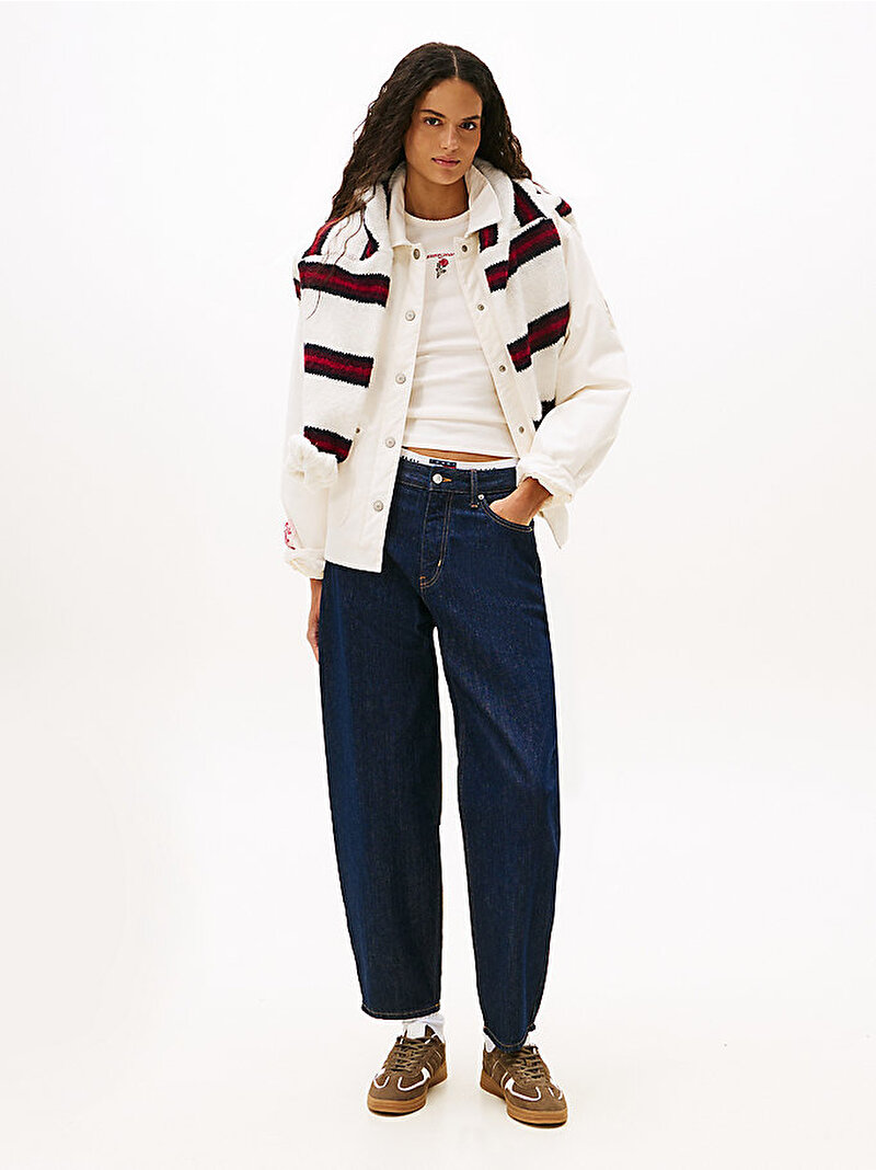 Kadın TJW Graphic Chore Overshirt Ceket Beyaz  DW0DW21664YBH