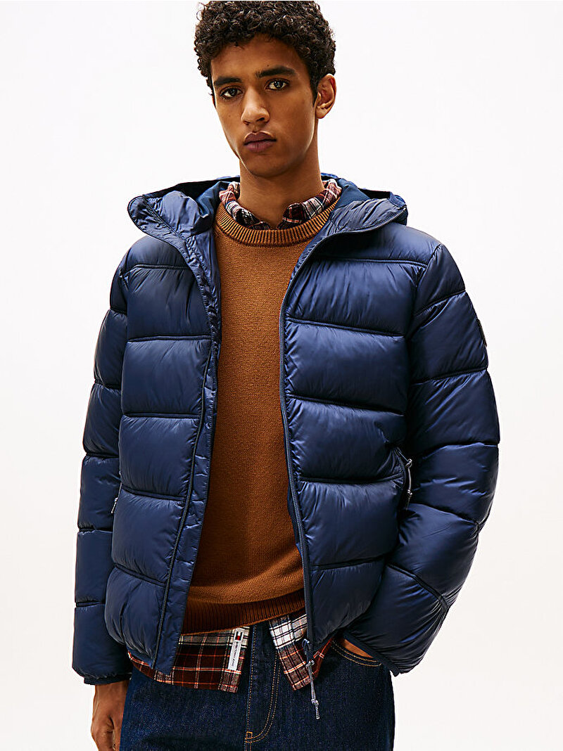 Erkek TJM Hooded Logo Puffer Mont Lacivert DM0DM22044C1G