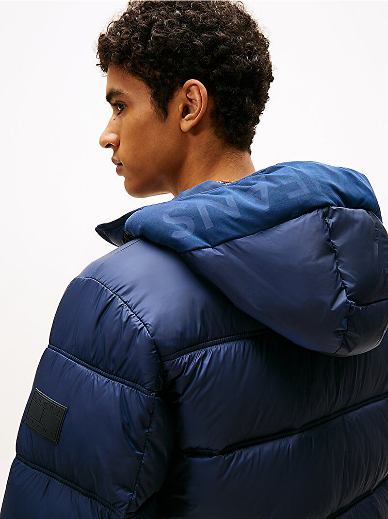 Erkek TJM Hooded Logo Puffer Mont Lacivert DM0DM22044C1G
