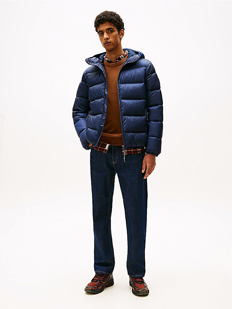 Erkek TJM Hooded Logo Puffer Mont Lacivert DM0DM22044C1G