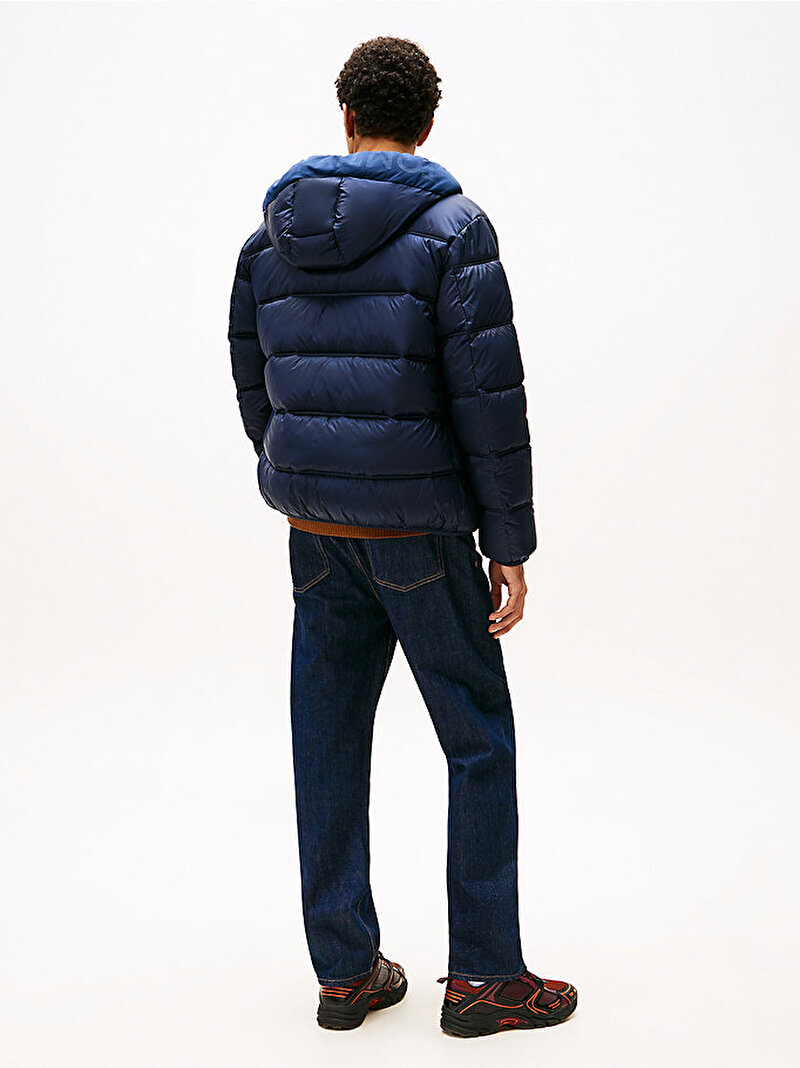 Erkek TJM Hooded Logo Puffer Mont Lacivert DM0DM22044C1G