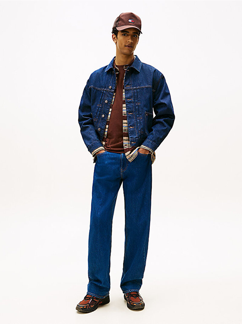 Erkek Pleated Trucker Denim Ceket Lacivert DM0DM221411BK