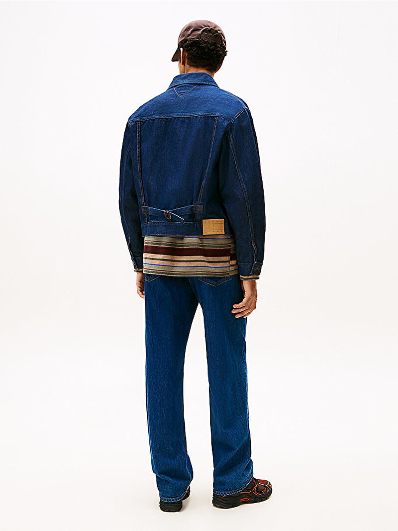 Erkek Pleated Trucker Denim Ceket Lacivert DM0DM221411BK