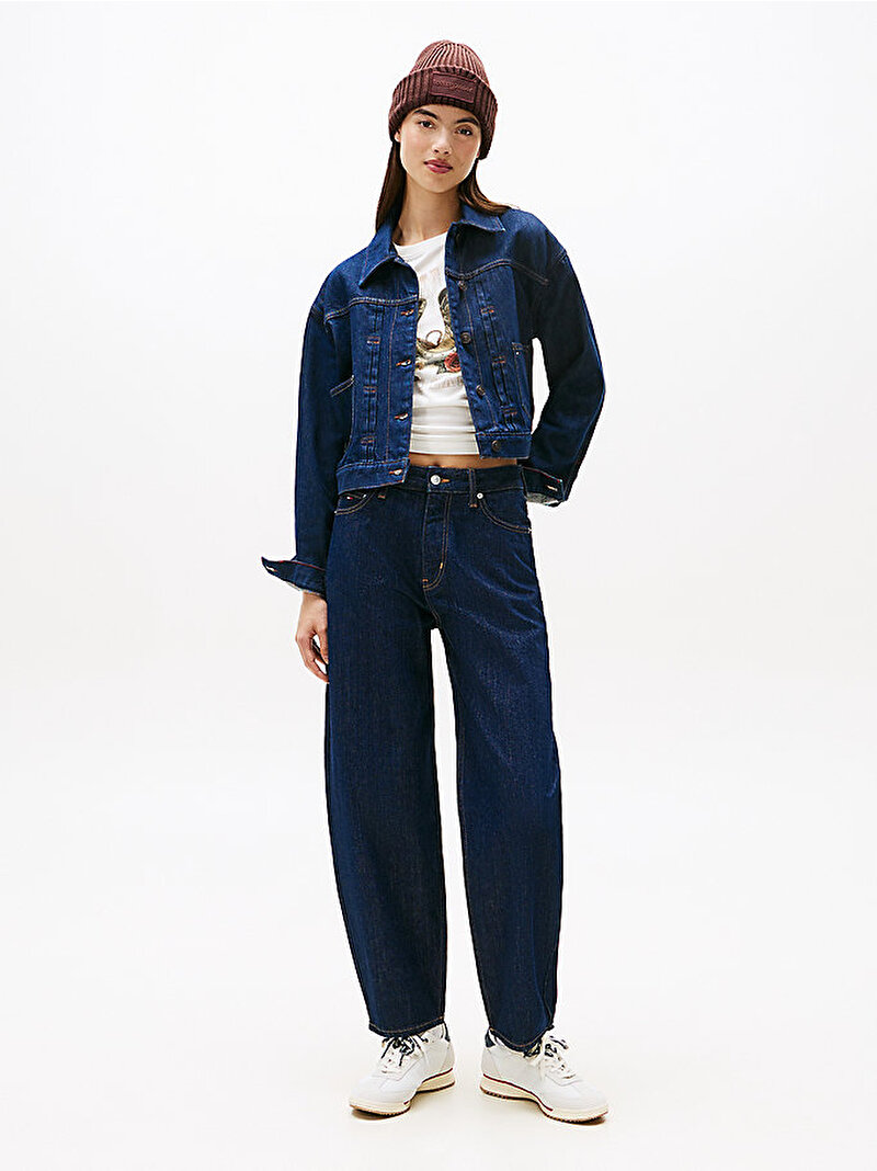 Kadın Pleated Trucker Denim Ceket Lacivert DW0DW217341BK