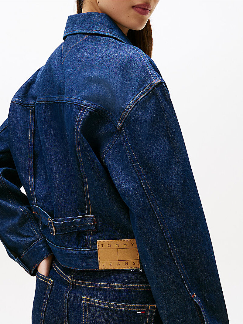 Kadın Pleated Trucker Denim Ceket Lacivert DW0DW217341BK