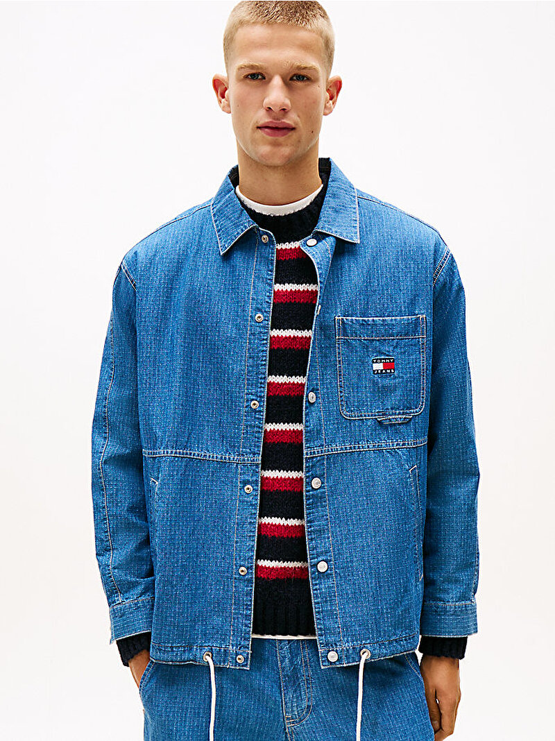 Erkek TJM Indigo Overshirt Ceket Mavi  DM0DM221361A5