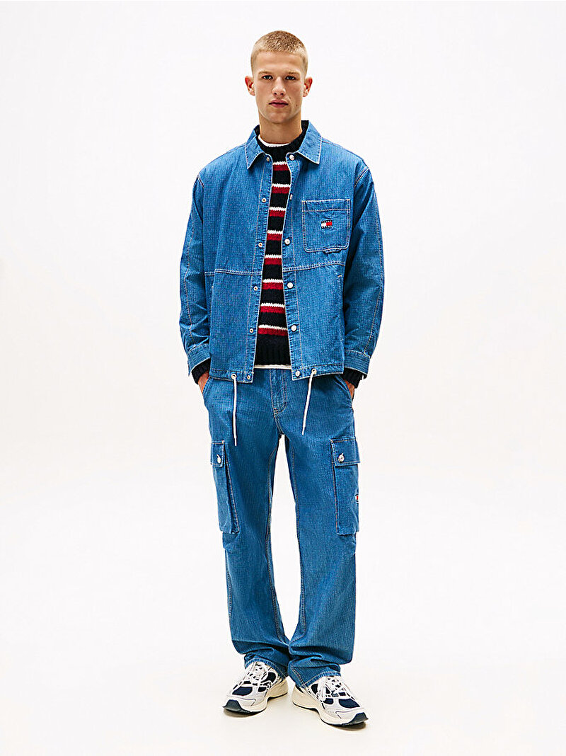 Erkek TJM Indigo Overshirt Ceket Mavi  DM0DM221361A5