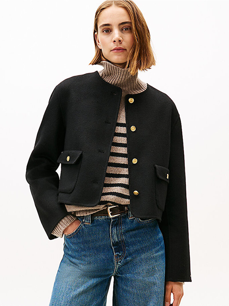 Kadın Wool Blend Ceket Siyah WW0WW47446BDS