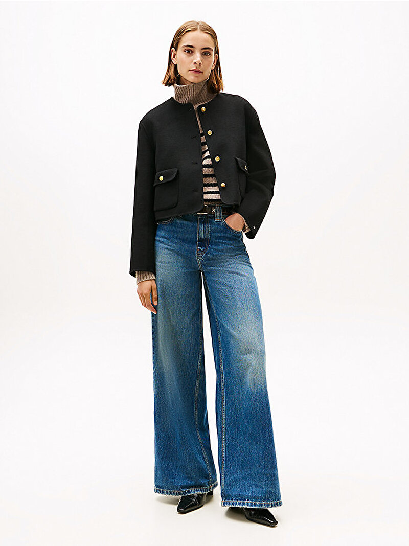 Kadın Wool Blend Ceket Siyah WW0WW47446BDS