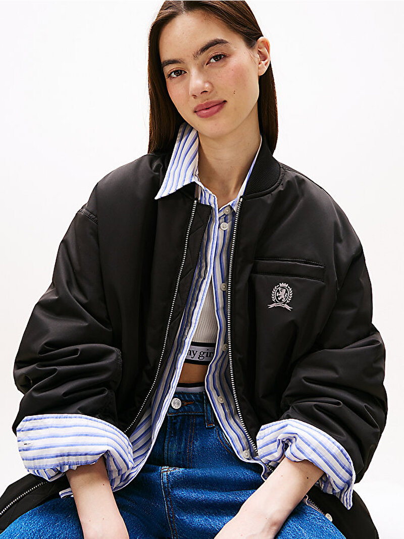 Kadın TJW Longline Bomber Ceket Siyah DW0DW21629BDS