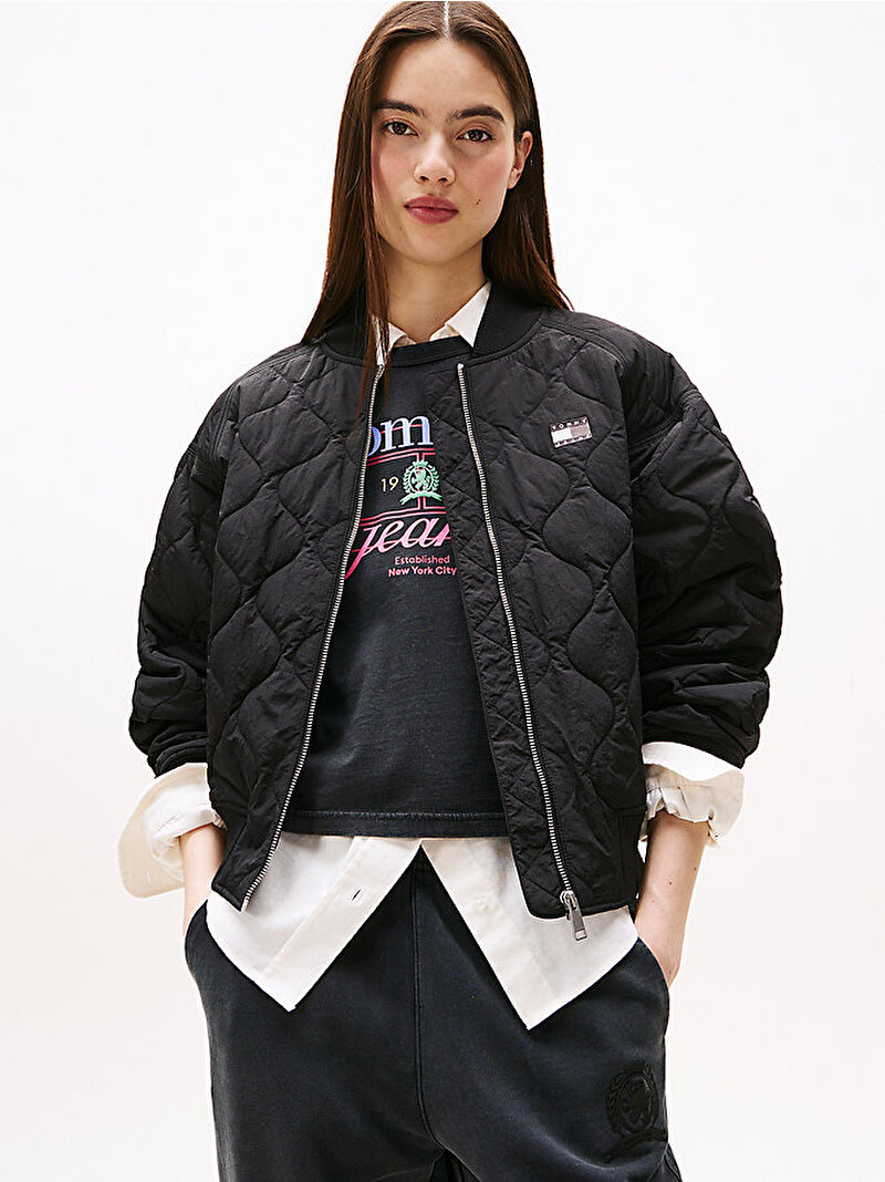 Kadın TJW Quilted Bomber Ceket Siyah DW0DW21631BDS
