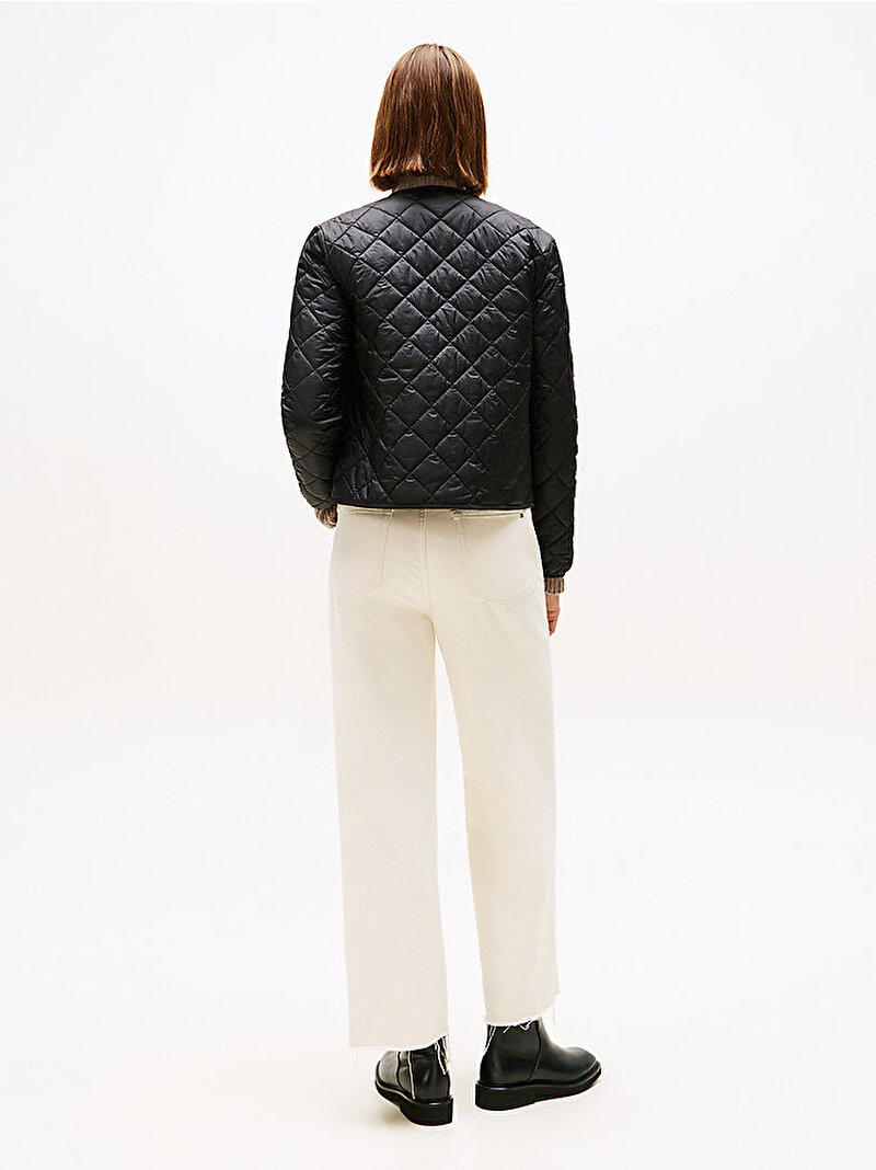 Kadın Padded Quilted Puffer Mont Siyah WW0WW47290BDS