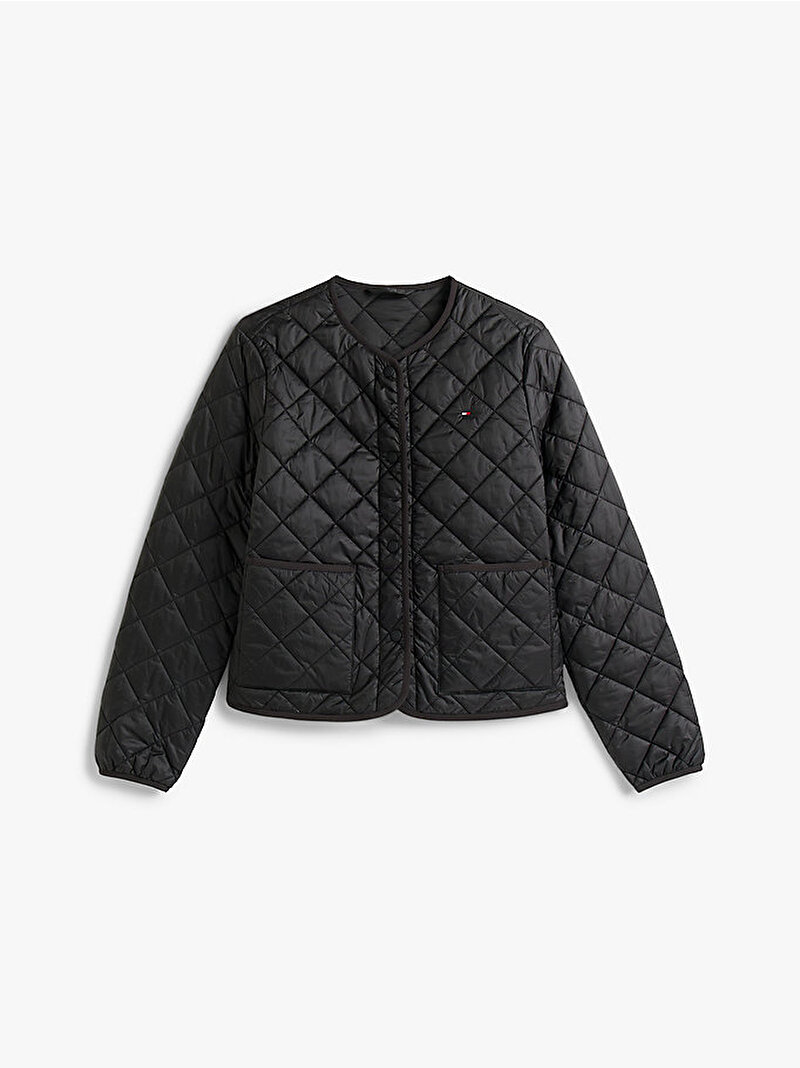 Kadın Padded Quilted Puffer Mont Siyah WW0WW47290BDS
