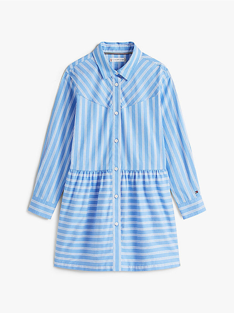 Kız Çocuk Striped Gömlek Elbise Mavi  KG0KG08890C1T