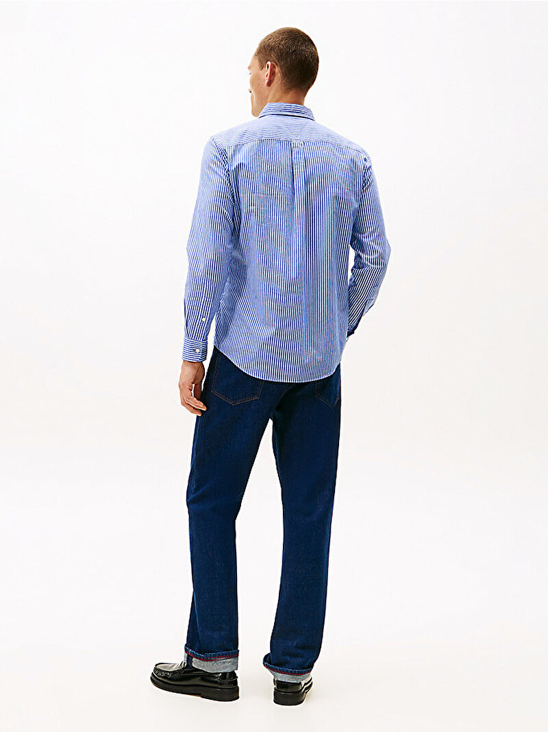 Erkek Twill Stripe Gömlek Mavi  MW0MW404920A4