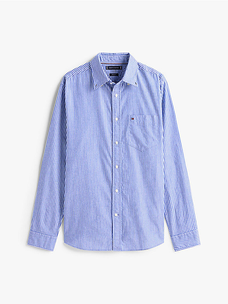 Erkek Twill Stripe Gömlek Mavi  MW0MW404920A4