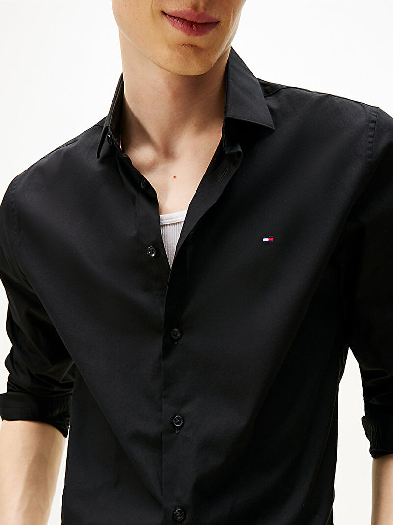 Erkek Stretch Poplin Gömlek Siyah MW0MW38347BDS