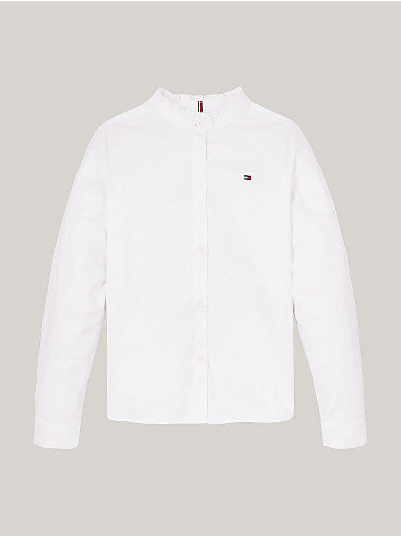 Kız Çocuk Ruffle Collar Bluz Beyaz  KG0KG08230YBS