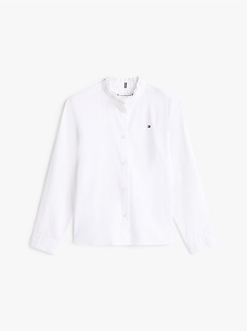 Kız Çocuk Ruffle Collar Bluz Beyaz  KG0KG08230YBS