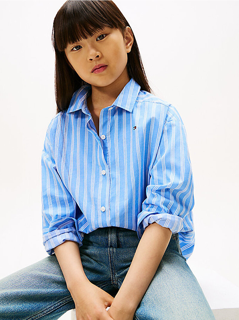 Kız Çocuk Stripe Gömlek Mavi  KG0KG08820C1T