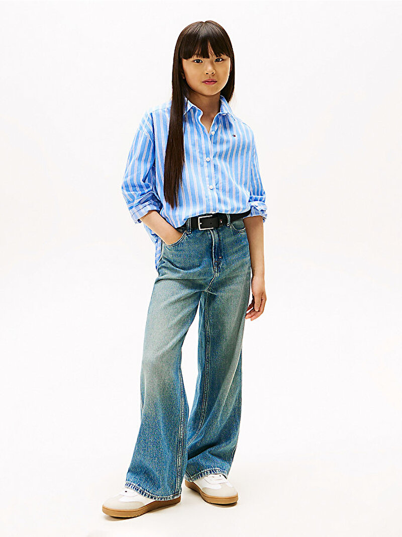 Kız Çocuk Stripe Gömlek Mavi  KG0KG08820C1T