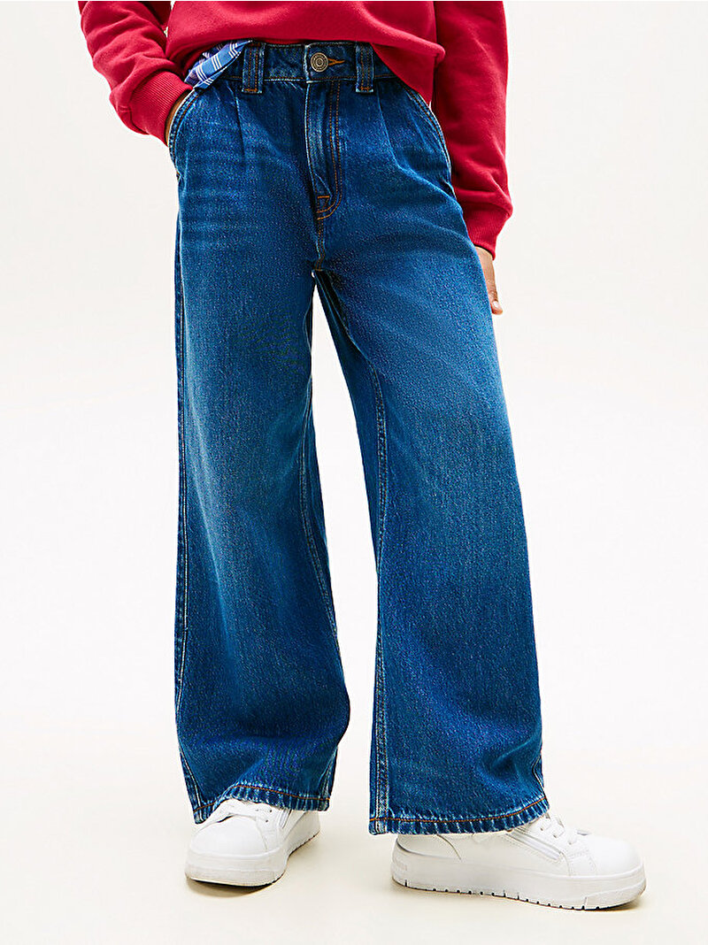 Kız Çocuk Mabel Pleats Jean Pantolon Lacivert KG0KG087691BJ