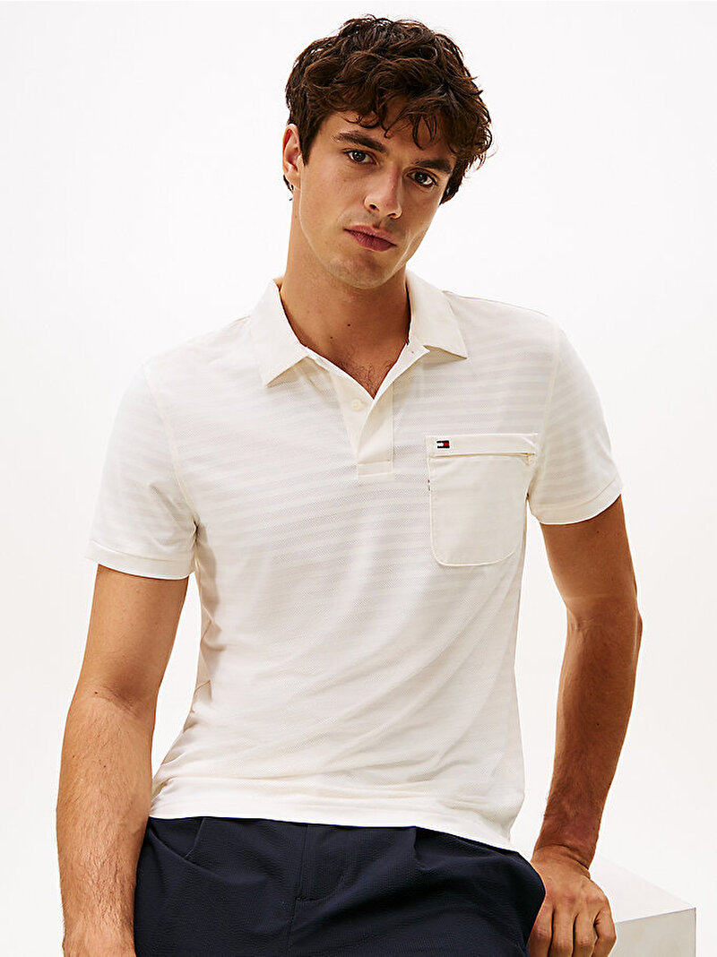 Erkek Packable Performance Polo T-shirt Beyaz  MW0MW40430Z00