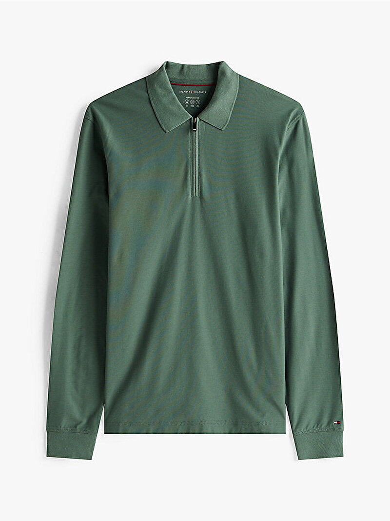 Erkek Performance Zip Polo T-shirt Yeşil MW0MW44244MSZ