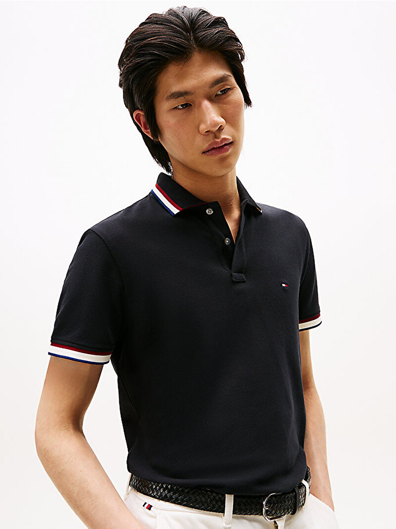 Erkek Cuff Interest Slim Polo T-shirt Siyah MW0MW40308BDS
