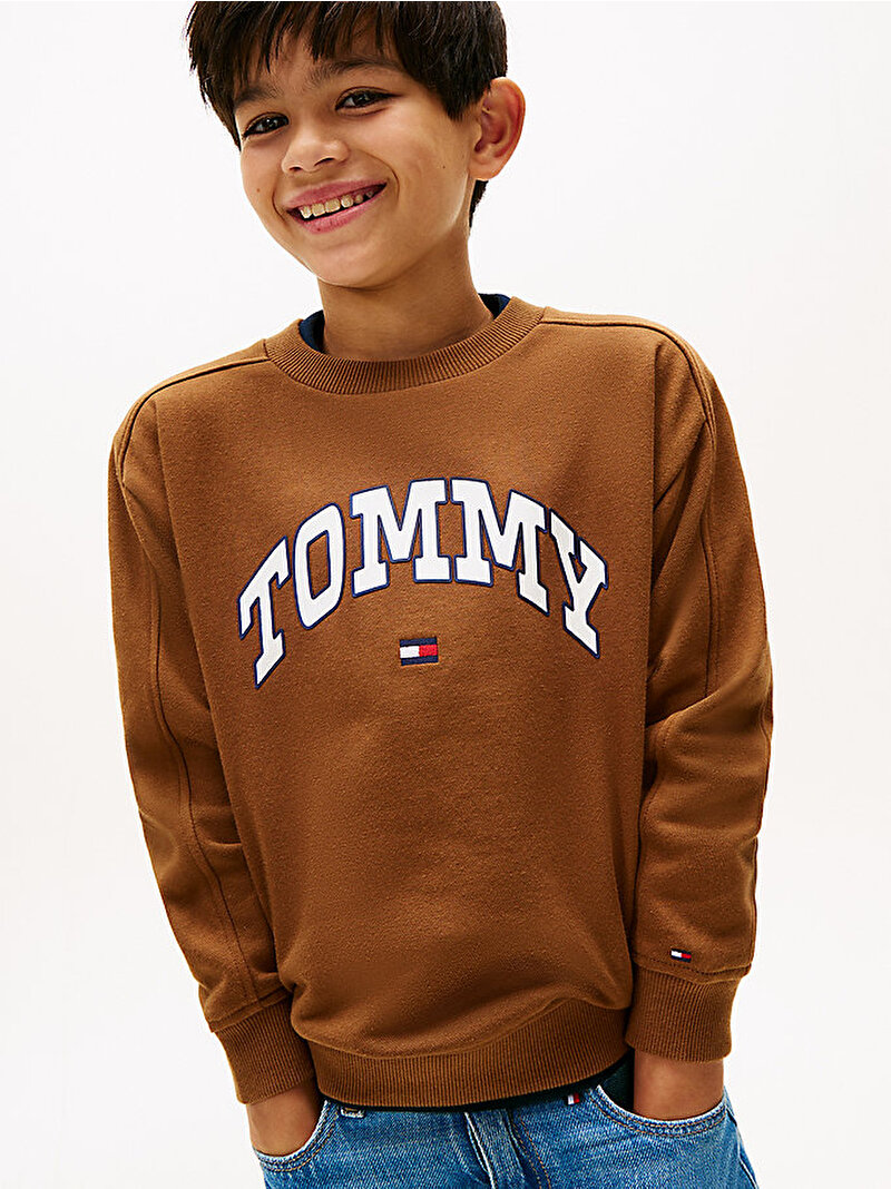 Erkek Çocuk Varsity Raised Print Sweatshirt Bej  KB0KB09899GVP