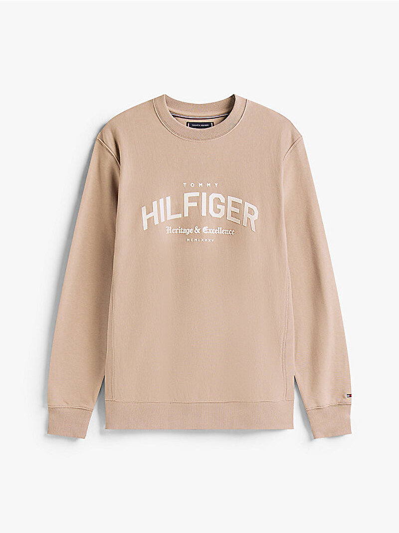 Erkek Hilfiger Arch Crew Sweatshirt Bej  MW0MW40067AFE