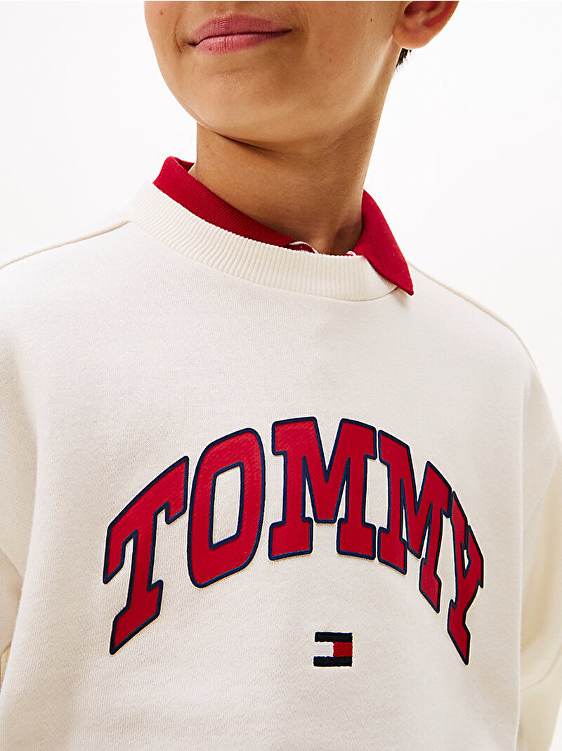 Erkek Çocuk Varsity Raised Print Sweatshirt Beyaz  KB0KB09899YA8