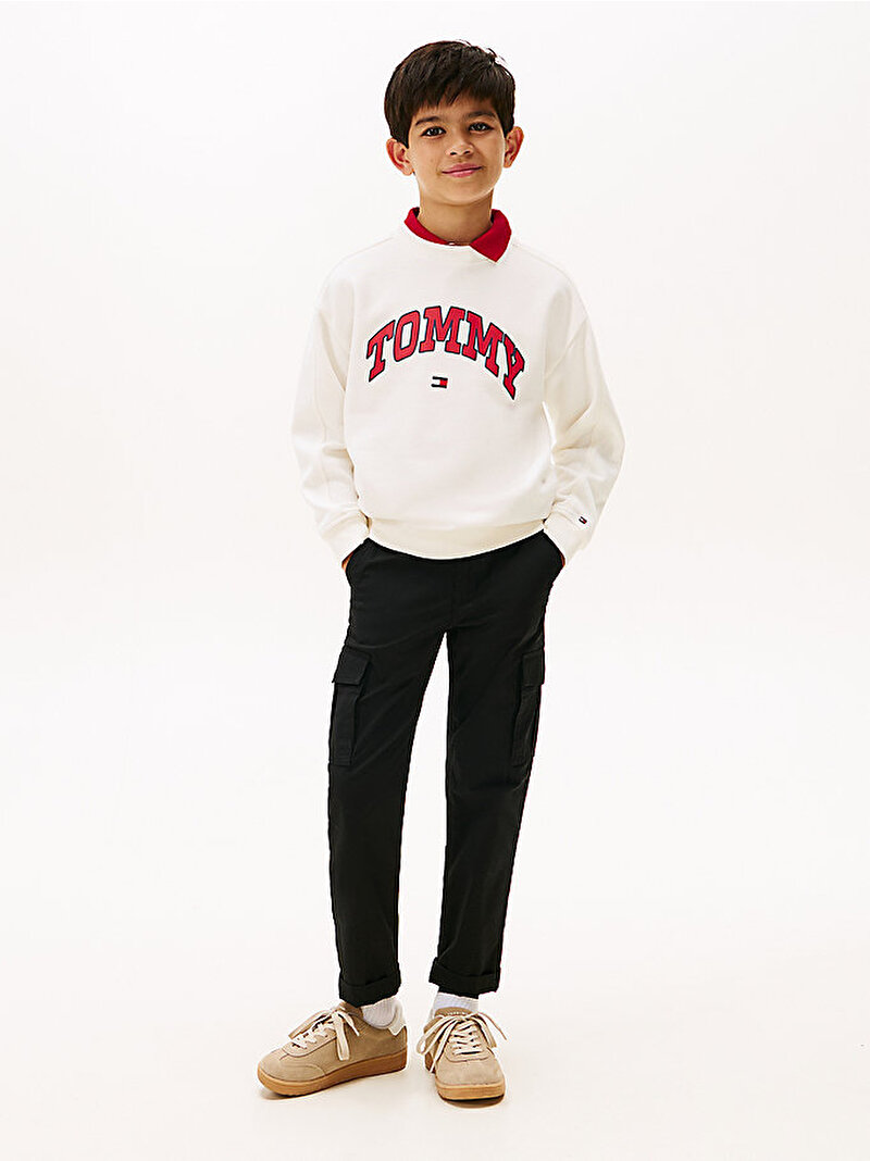 Erkek Çocuk Varsity Raised Print Sweatshirt Beyaz  KB0KB09899YA8