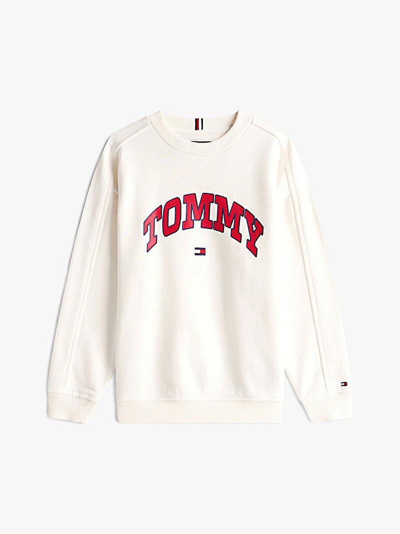 Erkek Çocuk Varsity Raised Print Sweatshirt Beyaz  KB0KB09899YA8