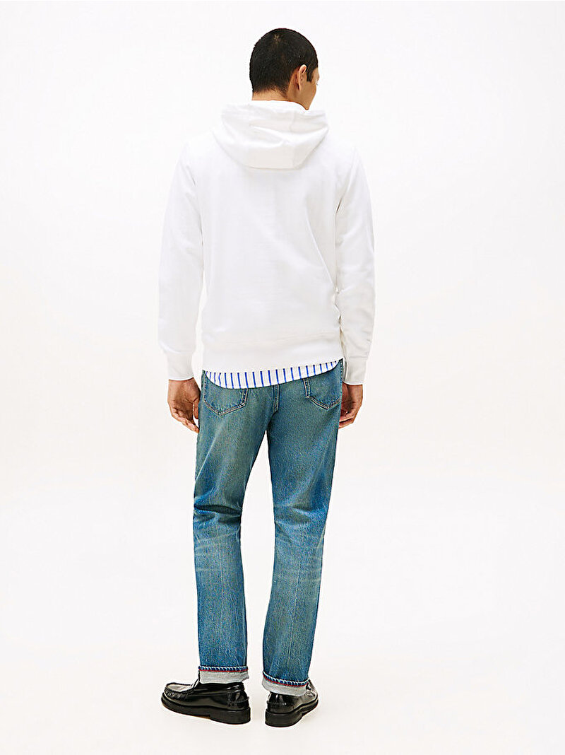 Erkek Tommy Logo Hoodie Beyaz  MW0MW13720YBR