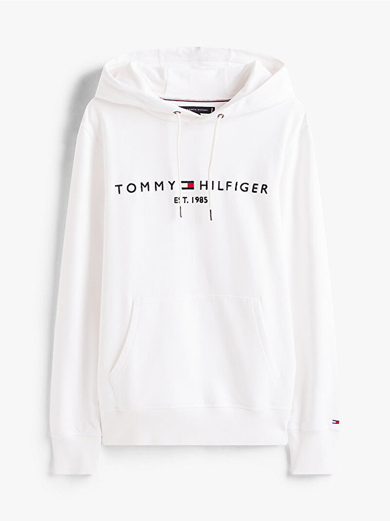 Erkek Tommy Logo Hoodie Beyaz  MW0MW13720YBR