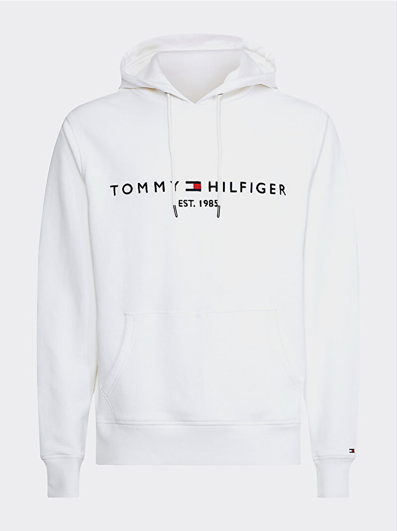 Erkek Tommy Logo Hoodie Beyaz  MW0MW13720YBR