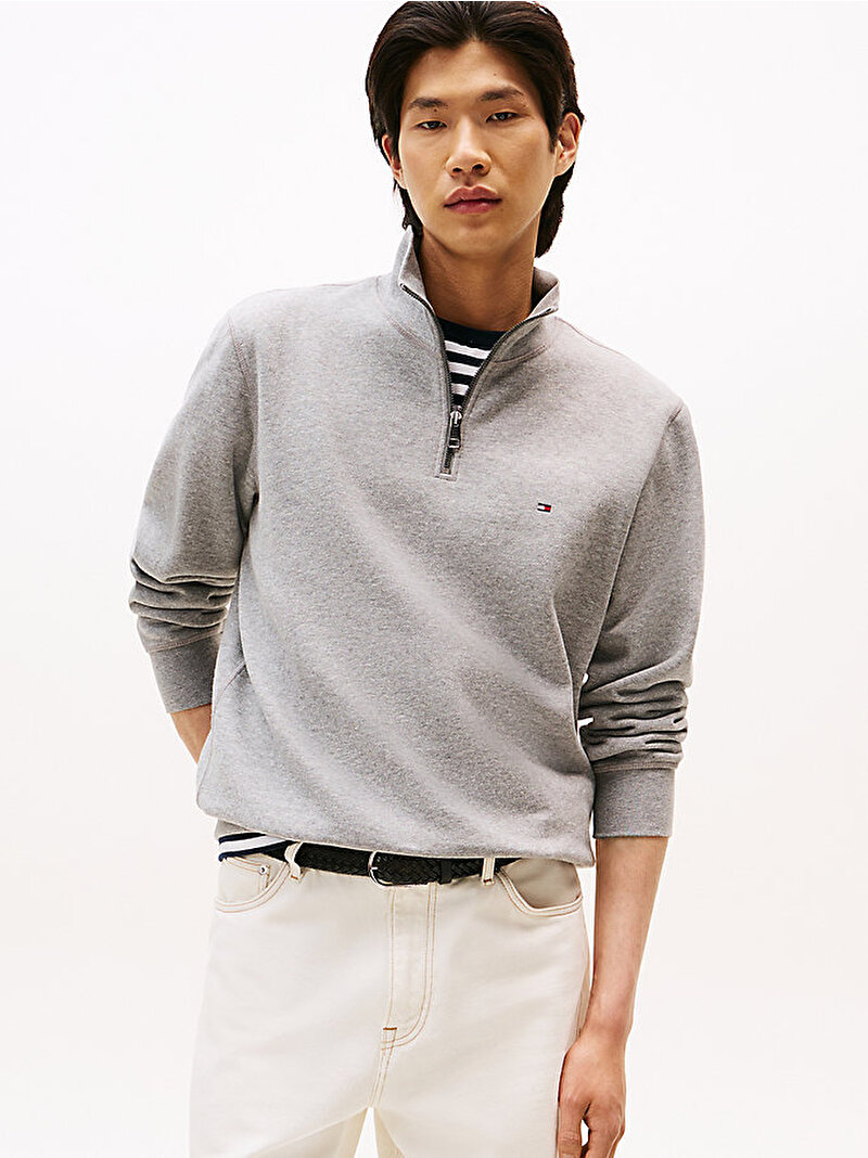 Erkek Essential Fleece Sweatshirt Gri MW0MW37233P91