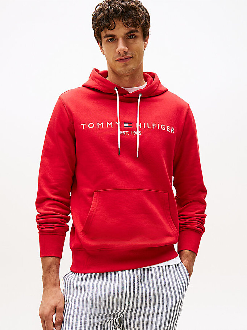 Erkek Tommy Logo Hoodie Kırmızı MW0MW13720XLG