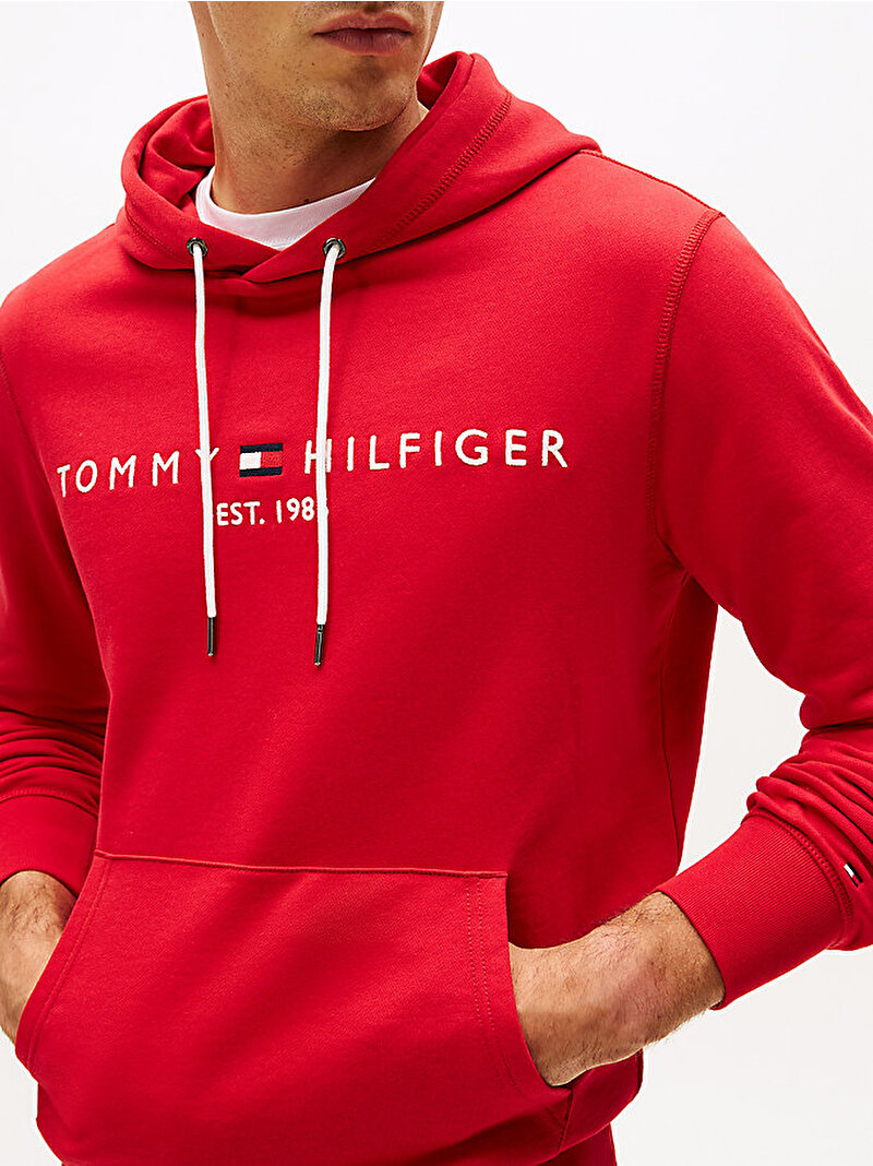 Erkek Tommy Logo Hoodie Kırmızı MW0MW13720XLG